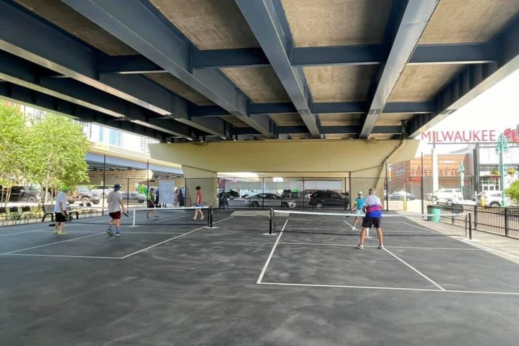 Riverwalk Commons Pickleball Courts Milwaukee Pickleball Courts near me, pickleball Milwaukee, pickleball near me